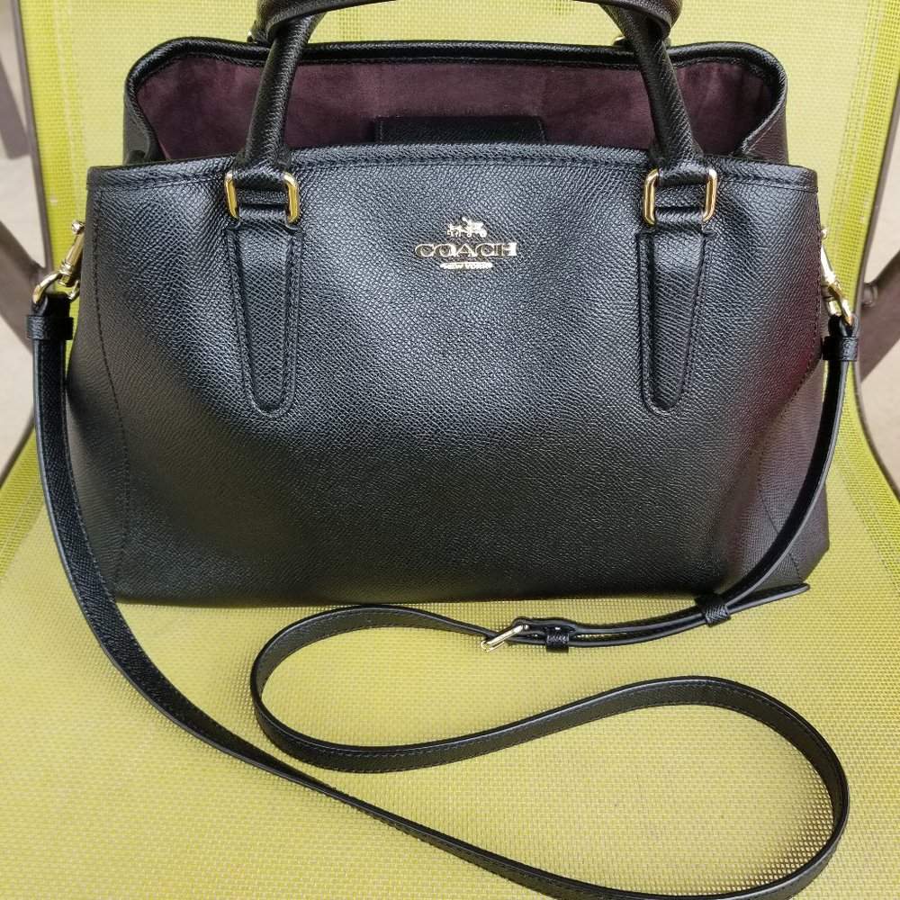 Coach Handbag, Black Handbag, Gold Hardware, Strap